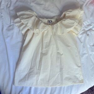 MILLE Beja Ivory Ruffle Off-Shoulder Blouse XS